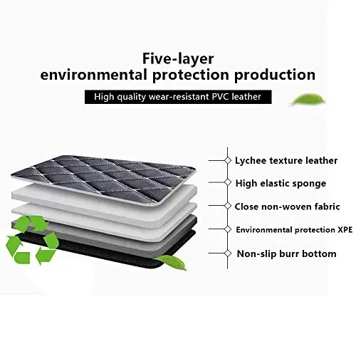 SureKit Custom Car Floor Mats for Toyota RAV4 Ⅲ CA30 2006-2012 Floor Liner Waterproof Anti-Skid Luxury Leather Full Coverage Liner Front ＆ Rear Mat/Set (Wine red) - 7