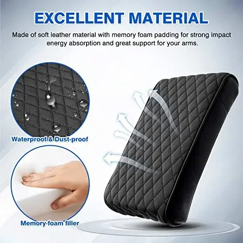 Autorder Center Console Cover for Toyota Sienna 2021-2025 2026 Accessories Memory Foam Armrest Cushion with Anti-Scratch Leather Protector Covers Black - 5