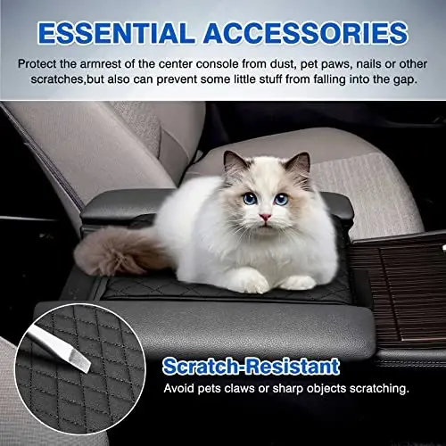 Autorder Center Console Cover for Toyota Sienna 2021-2025 2026 Accessories Memory Foam Armrest Cushion with Anti-Scratch Leather Protector Covers Black - 6