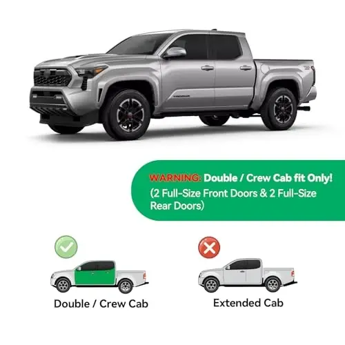 in-Channel Rain Guards for Toyota Tacoma 2024-2026 Double/Crew cab, Window Visor Shields Vent Deflector Shade Wind Dark Smoke 2025 24 25 26, Tape-On Inside-Mount, 4PCS - 2