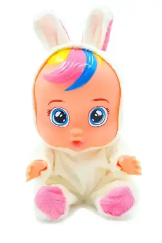Toys Blue White And Pink Color Crying And Talking Flesh Baby-White - GLOBAL TOYS (1)