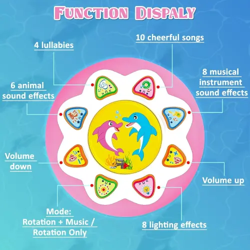 Toys for 1 Year Old Baby Girls, Ocean Rotating Light Up Musical Toy for Toddlers 1-3, Learning Toys for 1 2 3 Year Old Girls Boys (Pink) - SUORFOXS (1)