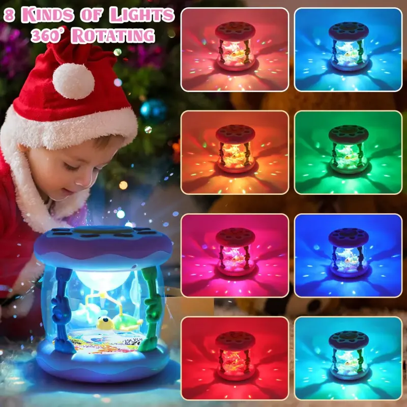 Toys for 1 Year Old Baby Girls, Ocean Rotating Light Up Musical Toy for Toddlers 1-3, Learning Toys for 1 2 3 Year Old Girls Boys (Pink) - 6