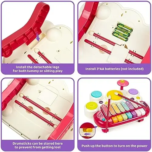 Toys for 18 Months Girl Birthday Gifts: Musical Set for 18 Months Girl | Educational Learning Toys 18 Months with Piano, Xylophone, Whack a Mole, Drum Set, Sound and Music - 4