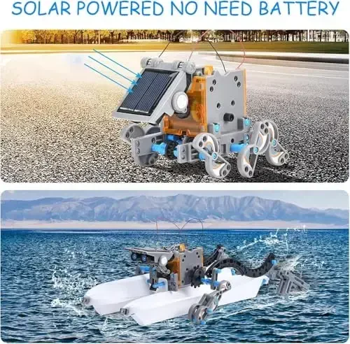 Toys for Ages 8-13,12 in 1 Stem Project Solar Robot Toy for 10 Years Old Autism Boy,Science Kits for Kids Age 8-14,Building Gear Toy Christmas Birthday Gift Idea for Boy Age 8 9 10 11 12 13 14 - 5