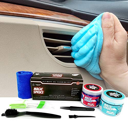 ToysButty Car Cleaning Gel Kit Supplies for Car Interior Detailing, 2 Pots Car Slime Cleaner, 4 Anti-Static Detailing Brushes, Vent cleaner Duster tools, Auto Dust, Pc Laptop, Keyboard Cleaner Putty - 3