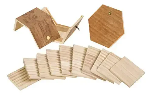 Toysmith Beetle & Bee Solitary Bee Habitat - DIY Kids Art Craft Outdoor Bee Kit, Educational Kit for Kids, No Hardware/No Glue Required, 13 Wooden Pieces, FSC Certified, Intended for Age 8+ - 5