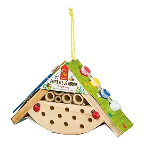 Toysmith Beetle & Bee, Paint A Bug Abode, DIY Kids Arts & Crafts Outdoor Wooden Bug Kit, FSC Certified, for Boys & Girls Age 5+ - 5 YEARS AND UP