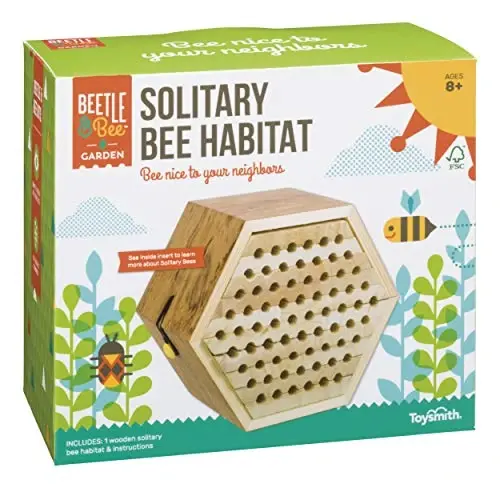 Toysmith Beetle & Bee Solitary Bee Habitat - DIY Kids Art Craft Outdoor Bee Kit, Educational Kit for Kids, No Hardware/No Glue Required, 13 Wooden Pieces, FSC Certified, Intended for Age 8+ - 2