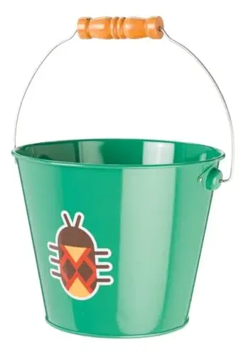 Toysmith Kids Gardening & Beach Bucket – 5″ Metal Pail with Grippable Handle | Assorted Bee & Beetle Colors | Durable Steel for Outdoor Play - 1 Count - 5