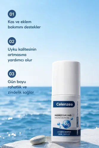 Toza Magniy Moyi Tabiiy O'simlik Sprey Massaj Moyi Magnesium Oil 50ml - 4