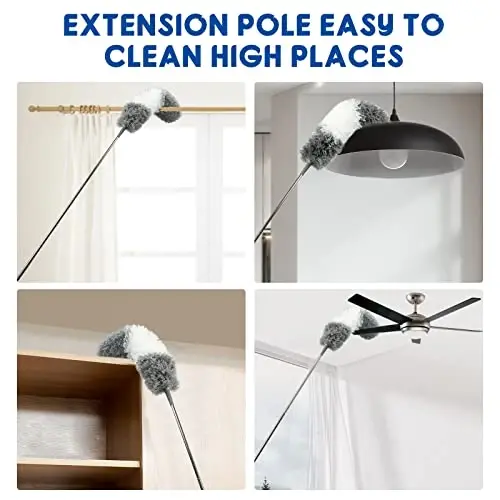 Tozalash uchun mikrofiber patli changlatgichlar, 110 dyuymli uzaytirgichli va 2 ta almashtiriladigan egiluvchan boshli uzaytiriladigan changlatgich, shift ventilyatori mebellari avtomobillari uchun tozalovchi vositalar changlatgich asbobi oshxona gadjetlari - 7