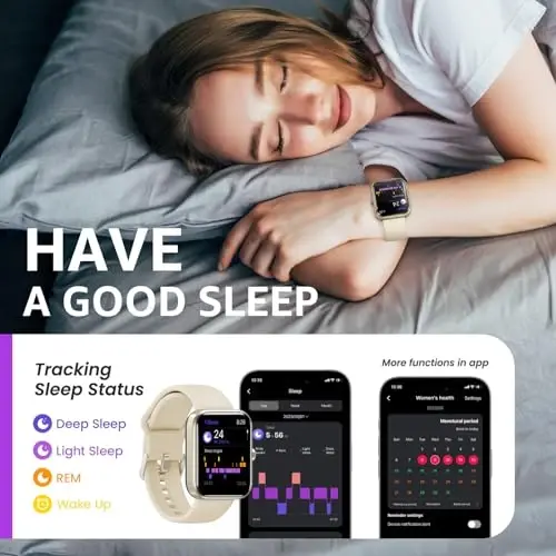 TOZO 2024 Erkaklar va Ayollar uchun iPhone va Android uchun Yangilangan Aqlli Soat, 1.83'' Fitness Tracker Bluetooth qo'ng'iroq [Javob/Qilish], Yurak urish tezligi/SpO2/Uyqu monitori bilan IP68 suv o'tkazmaydigan, 100+ Sport rejimi - 6