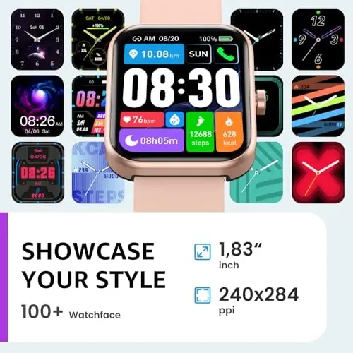 TOZO 2025 iPhone&Android uchun erkaklar va ayollar uchun yangilangan aqlli soat, 1,83