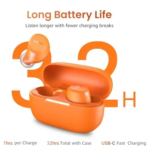 TOZO A1 Kablosuz Kulak İçi Bluetooth 5.3 Hafif Kulaklık, Yapay Zeka Destekli Aramalar için 2 Mikrofon, Şarj Kılıflı Sürükleyici Premium Bas Kulaklık, Uygulama ile 32 Hazır EQ Özelleştirmesi - 5