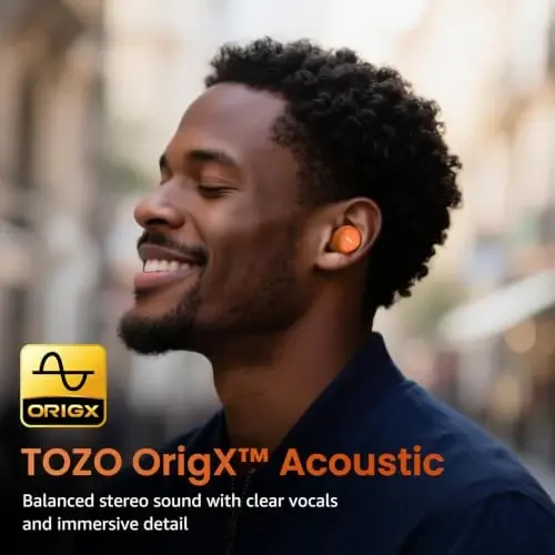 TOZO A1 Wireless Earbuds Bluetooth 5.3 Light Weight in Ear IPX5 Waterproof Headphones 2 Mic for AI Calls, Immersive Premium Sound Bass Headset with Charging Case, 32 Presets EQ Customization via App 