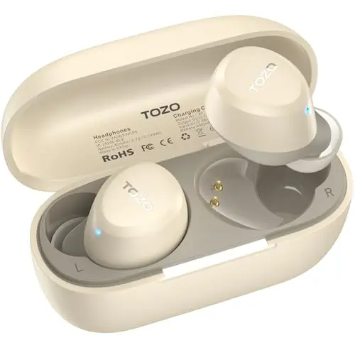 TOZO A1 Wireless Earbuds Bluetooth 5.3 Light Weight in Ear IPX5 Waterproof Headphones 2 Mic for AI Calls, Immersive Premium Sound Bass Headset with Charging Case, 32 Presets EQ Customization via App - 1
