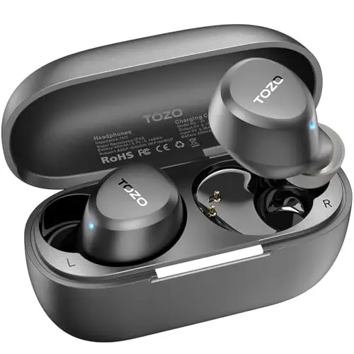 TOZO A1 Wireless Earbuds Bluetooth 5.3 Light Weight in Ear IPX5 Waterproof Headphones 2 Mic for AI Calls, Immersive Premium Sound Bass Headset with Charging Case, 32 Presets EQ Customization via App - 2