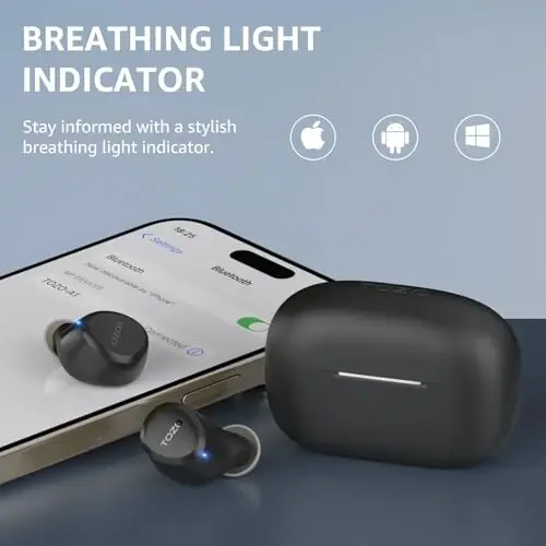 TOZO A1 Wireless Earbuds Bluetooth 5.3 Light Weight in Ear IPX5 Waterproof Headphones 2 Mic for AI Calls, Immersive Premium Sound Bass Headset with Charging Case, 32 Presets EQ Customization via App - 3
