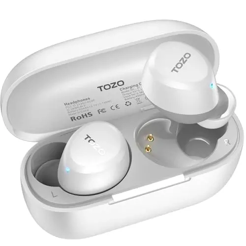 TOZO A1 Wireless Earbuds Bluetooth 5.3 Light Weight in Ear IPX5 Waterproof Headphones 2 Mic for AI Calls, Immersive Premium Sound Bass Headset with Charging Case, 32 Presets EQ Customization via App 