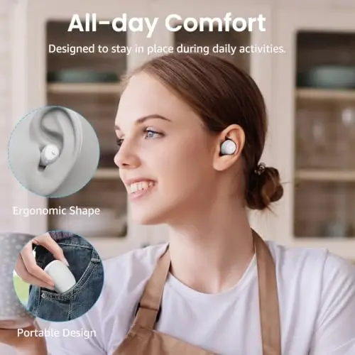 TOZO A1 Wireless Earbuds Bluetooth 5.3 Light Weight in Ear IPX5 Waterproof Headphones 2 Mic for AI Calls, Immersive Premium Sound Bass Headset with Charging Case, 32 Presets EQ Customization via App 