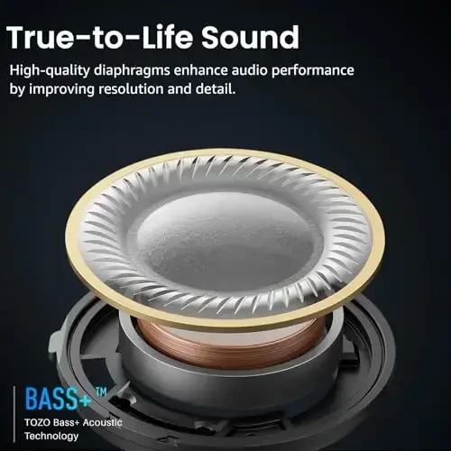 TOZO A1 Mini Беспроводные Наушники Bluetooth 5.3 Внутриканальные Легкие Наушники Встроенный Микрофон, Водонепроницаемые IPX5, Погружающий Премиальный Звук Дальняя Связь Гарнитура с Зарядным Чехлом, Черный - TOZO (1)