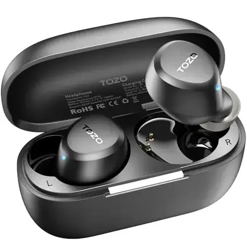 TOZO A1 Wireless Earbuds Bluetooth 5.3 Light Weight in Ear IPX5 Waterproof Headphones 2 Mic for AI Calls, Immersive Premium Sound Bass Headset with Charging Case, 32 Presets EQ Customization via App - 1