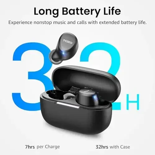 TOZO A1 Wireless Earbuds Bluetooth 5.3 Light Weight in Ear IPX5 Waterproof Headphones 2 Mic for AI Calls, Immersive Premium Sound Bass Headset with Charging Case, 32 Presets EQ Customization via App - 5