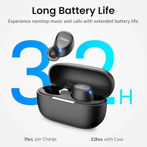 TOZO A1 Mini Kablosuz Kulaklıklar Bluetooth 5.3 Kulak İçi Hafif Kulaklıklar Dahili Mikrofon, IPX5 Su Geçirmez, Büyülü Premium Ses Uzun Mesafe Bağlantısı Kulaklık Şarj Kutusu ile, Siyah - TOZO (1)