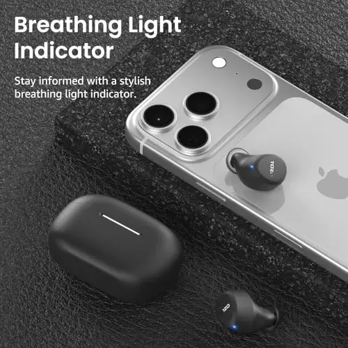 TOZO A1 Mini Kablosuz Kulaklıklar Bluetooth 5.3 Kulak İçi Hafif Kulaklıklar Dahili Mikrofon, IPX5 Su Geçirmez, Büyülü Premium Ses Uzun Mesafe Bağlantısı Kulaklık Şarj Kutusu ile, Siyah - 5
