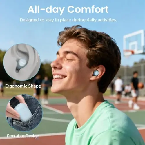 TOZO A1 Mini Simsiz Quloqchinlar Bluetooth 5.3 Quloq ichiga engil Quloqchinlar O'rnatilgan Mikrofon, IPX5 Suv o'tkazmaydigan, Boshqacha Premium Ovoz Uzoq masofali ulanish Quloqchinlar Zaryadlovchi Quti bilan, Ko'k - 1