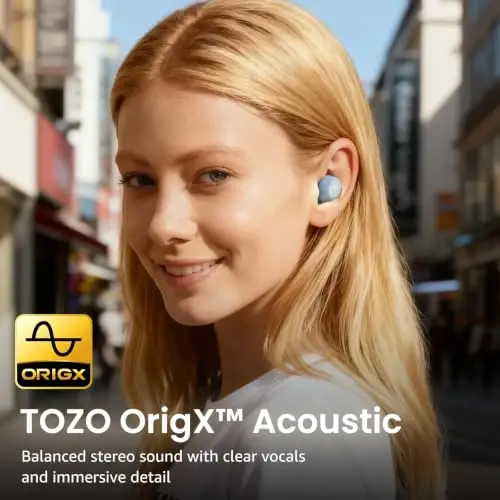 TOZO A1 Mini Simsiz Quloqchinlar Bluetooth 5.3 Quloq ichiga engil Quloqchinlar O'rnatilgan Mikrofon, IPX5 Suv o'tkazmaydigan, Boshqacha Premium Ovoz Uzoq masofali ulanish Quloqchinlar Zaryadlovchi Quti bilan, Ko'k - 2