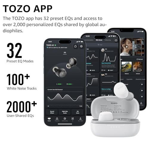 TOZO A1 Mini Simsiz Quloqchinlar Bluetooth 5.3 Quloq Ichiga Engil Quloqchinlar O'rnatilgan Mikrofon, IPX5 Suv O'tkazmaydigan, Chuqur Premium Ovoz Uzoq Masofali Ulanish Eshitish Apparati Zaryadlovchi Quti bilan, Oq - 1