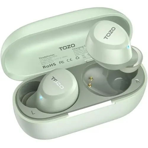TOZO A1 Mini Simsiz Quloqchinlar Bluetooth 5.3 Quloq ichiga Engil Quloqchinlar O'rnatilgan Mikrofon, IPX5 Suv o'tkazmaydigan, Sho'ng'in Premium Ovoz Uzoq Masofali Ulanish Quloqchinlar Zaryadlash Qutisi bilan, Yashil - TOZO