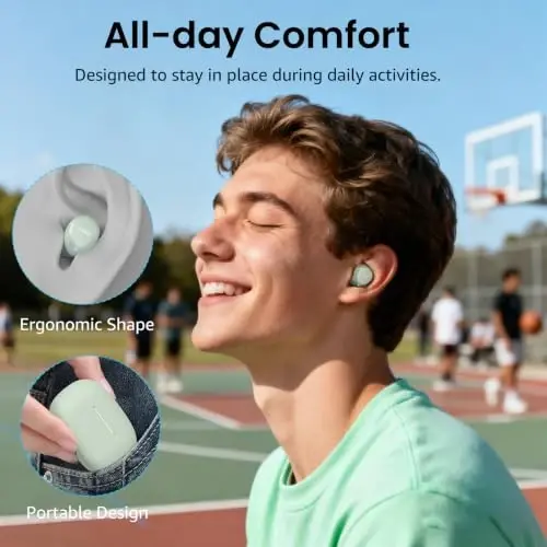 TOZO A1 Mini Simsiz Quloqchinlar Bluetooth 5.3 Quloq ichiga Engil Quloqchinlar O'rnatilgan Mikrofon, IPX5 Suv o'tkazmaydigan, Sho'ng'in Premium Ovoz Uzoq Masofali Ulanish Quloqchinlar Zaryadlash Qutisi bilan, Yashil - TOZO (1)