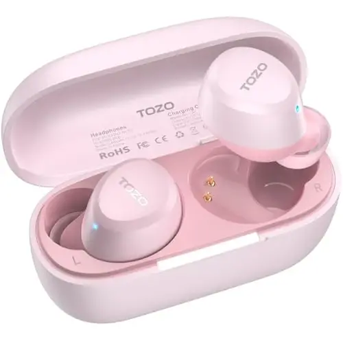 TOZO A1 Mini Wireless Earbuds Bluetooth 5.3 in Ear Light-Weight Headphones Built-in Micro, IPX5 Waterproof, Immersive Premium Sound Long Distance Connection Headset with Charging Case - TOZO (1)