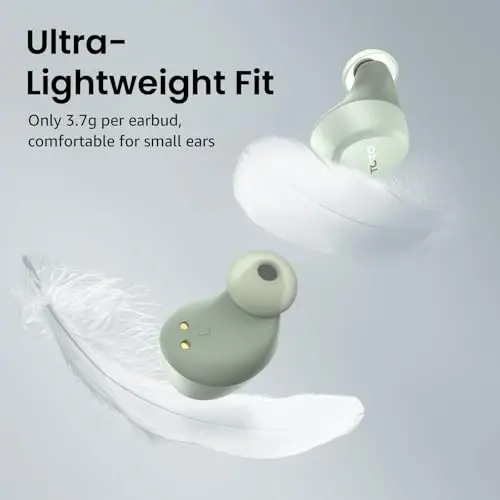 TOZO A1 Mini Wireless Earbuds Bluetooth 5.3 in Ear Light-Weight Headphones Built-in Microphone, IPX5 Waterproof, Immersive Premium Sound Long Distance Connection Headset with Charging Case, Green - 3