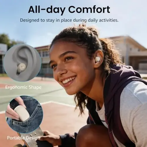 TOZO A1 Simsiz Quloqchinlar Bluetooth 5.3 Yengil vaznli quloq ichiga IPX5 suv o'tkazmaydigan naushniklar AI qo'ng'iroqlari uchun 2 mikrofon, Immersiv Premium Sound Bass гарнитура zaryadlash qutisi bilan, ilova orqali 32 ta oldindan o'rnatilgan EQ sozlamalari - 1