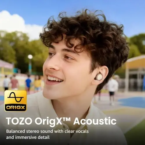 TOZO A1 Simsiz Quloqchinlar Bluetooth 5.3 Yengil vaznli quloq ichiga IPX5 suv o'tkazmaydigan naushniklar AI qo'ng'iroqlari uchun 2 mikrofon, Immersiv Premium Sound Bass гарнитура zaryadlash qutisi bilan, ilova orqali 32 ta oldindan o'rnatilgan EQ sozlamalari - 2