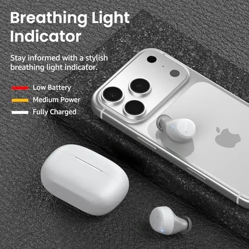 TOZO A1 Simsiz Quloqchinlar Bluetooth 5.3 Yengil vaznli quloq ichiga IPX5 suv o'tkazmaydigan naushniklar AI qo'ng'iroqlari uchun 2 ta mikrofon, cho'mdiruvchi Premium Sound Bass гарнитураси zaryadlash qutisi bilan, ilova orqali 32 ta EQ sozlamalari - 3