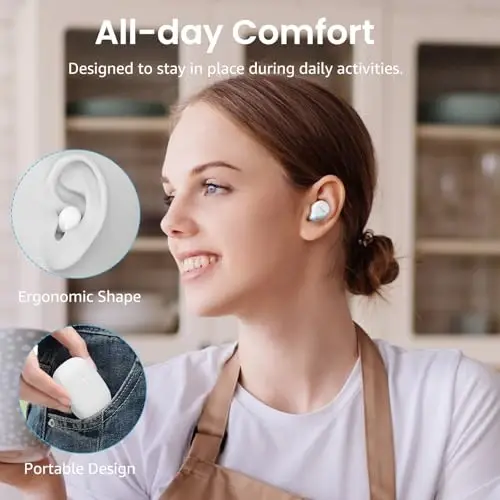 TOZO A1 Simsiz Quloqchinlar Bluetooth 5.3 Yengil vaznli quloq ichiga IPX5 suv o'tkazmaydigan naushniklar AI qo'ng'iroqlari uchun 2 ta mikrofon, cho'mdiruvchi Premium Sound Bass гарнитураси zaryadlash qutisi bilan, ilova orqali 32 ta EQ sozlamalari - TOZO (1)