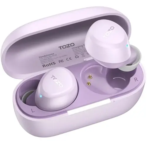 TOZO A1 Wireless Earbuds Bluetooth 5.3 Light Weight in Ear IPX5 Waterproof Headphones 2 Mic for AI Calls, Immersive Premium Sound Bass Headset with Charging Case, 32 Presets EQ Customization via App 