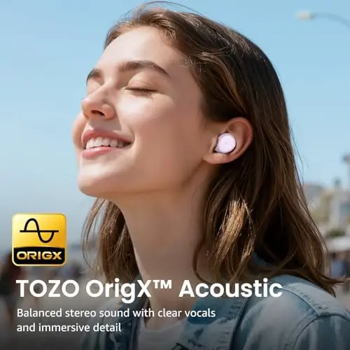 TOZO A1 Wireless Earbuds Bluetooth 5.3 Light Weight in Ear IPX5 Waterproof Headphones 2 Mic for AI Calls, Immersive Premium Sound Bass Headset with Charging Case, 32 Presets EQ Customization via App - 2