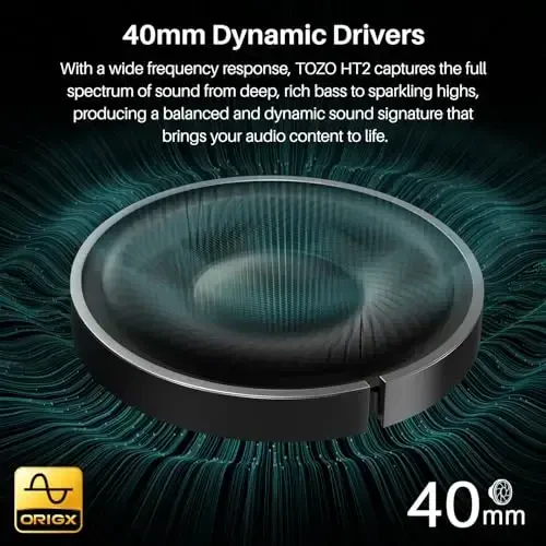 TOZO HT2 Gibrid Faol shovqinni bekor qiluvchi quloqchinlar, simsiz quloq usti Bluetooth garniturasi, 60 soatlik ish vaqti, yuqori aniqlikdagi audio sozlanishi EQ ilovasi orqali chuqur bass qulay quloqchinlar, uy ofisi sayohati uchun oq - 6