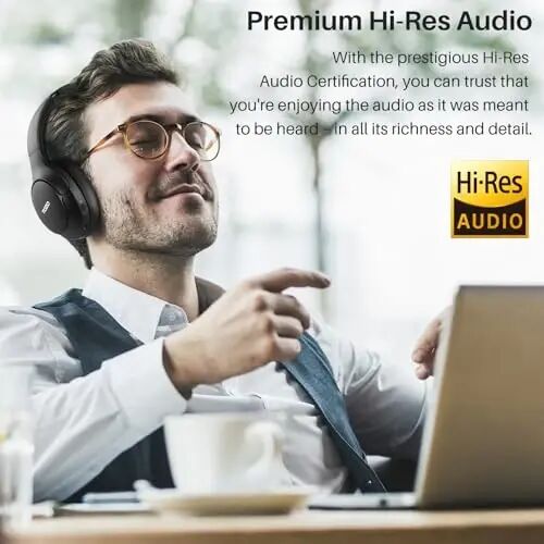 TOZO Hybrid Active Noise Cancelling Headphones, Wireless Over Ear Bluetooth Headset, 60H Playtime, Hi-Res Audio Custom EQ via App Deep Bass Comfort Fit Ear Cups, for Home Office Travel - 5