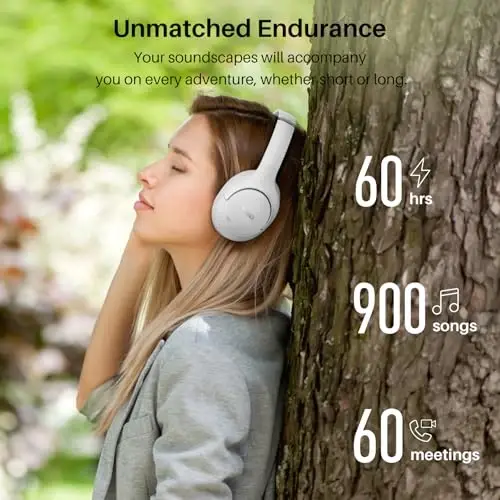 TOZO HT2 Hybrid Active Noise Cancelling Headphones, Wireless Over Ear Bluetooth Headset, 60H Playtime, Hi-Res Audio Custom EQ via App Deep Bass Comfort Fit Ear Cups, for Home Office Travel - 3