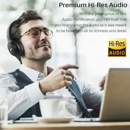 TOZO HT2 Hybrid Active Noise Cancelling Headphones, Wireless Over Ear Bluetooth Headphones, 60H Playtime, Hi-Res Audio Custom EQ via App Deep Bass Comfort Fit Ear Cups, for Home Office Travel - 6