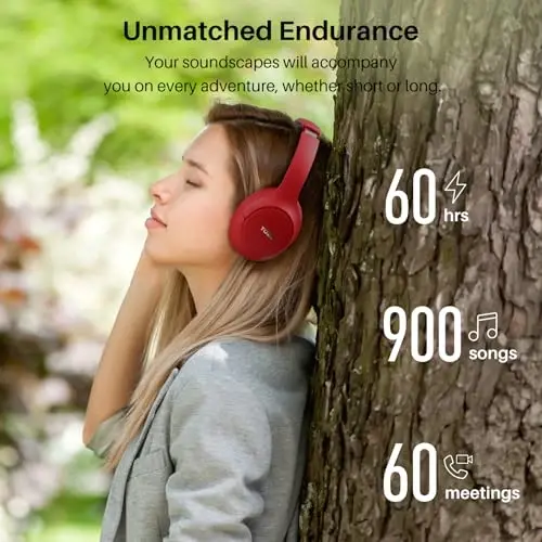 TOZO HT2 Hybrid Active Noise Cancelling Headphones, Wireless Over Ear Bluetooth Headset, 60H Playtime, Hi-Res Audio Custom EQ via App Deep Bass Comfort Fit Ear Cups, for Home Office Travel - 5