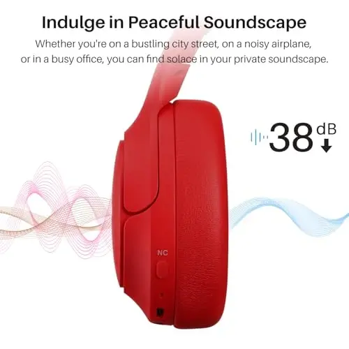 TOZO HT2 Hybrid Active Noise Cancelling Headphones, Wireless Over Ear Bluetooth Headset, 60H Playtime, Hi-Res Audio Custom EQ via App Deep Bass Comfort Fit Ear Cups, for Home Office Travel - 3