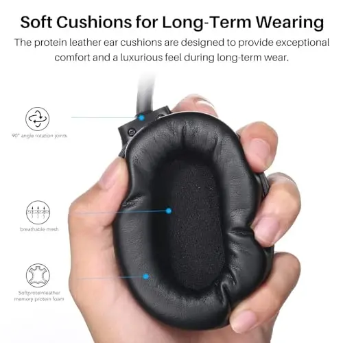 TOZO Hybrid Active Noise Cancelling Headphones, Wireless Over Ear Bluetooth Headset, 40H Playtime, Hi-Res Audio Custom EQ via App Deep Bass Comfort Fit Ear Cups, for Home Office Travel Black - 4